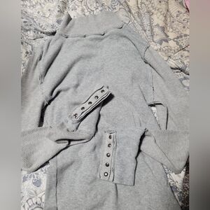 Gray Women's Thermal with Button Accents We The Free 17 In Wide 24 In Long